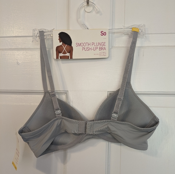 SO Smooth Plunge Push-Up bra gray adjustable convertible straps pepper bra - Picture 2 of 3